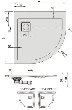Przejdź do produktu Sanplast BP-P/SPACE Brodzik półokrągły 90x80 cm 615-110-0430-01-000