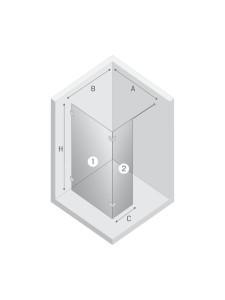 Uniwersalne kabiny, które można zamontować po dowolnej stronie, o wymiarach od 50x23x200 cm do 140x33x200 cm.