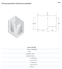 Uniwersalne kabiny, możliwe do zamontowania po każdej stronie, dostępne w rozmiarach od 120x80x200cm do 160x100x200cm.