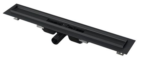 Przejdź do produktu Odwodnienie prysznicowe liniowe z obramowaniem do rusztu perforowanego czarny mat 55 cm Alca APZ101BLACK-550