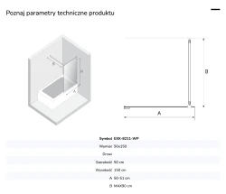 Uniwersalny parawan, możliwość montażu z dowolnej strony, dostępne wymiary od 50x150cm do 100x150cm.