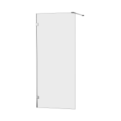 Kabina walk-in, jednoelementowa, montaż uniwersalny (dowolna strona), wspornik kątowy L; szerokość 50–120 cm, wysokość 200 cm.