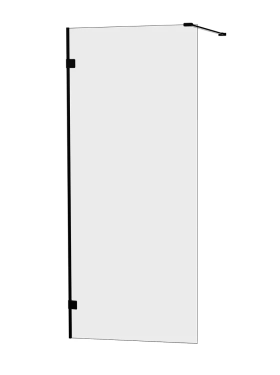Kabina walk-in, jednoelementowa, montaż uniwersalny (dowolna strona), wspornik kątowy L; szerokość 50–120 cm, wysokość 200 cm.