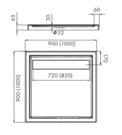 Brodzik kwadratowy 90x90x6,5cm Schedpol Camparo 3.081 rys.tech.