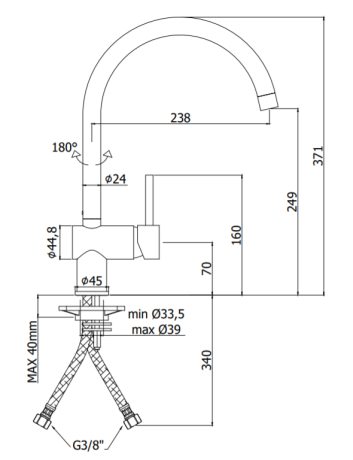 Przejdź do produktu Bateria zlewozmywakowa 37,1 cm wysoka stojąca Paffoni Light LIG280NO czarny mat