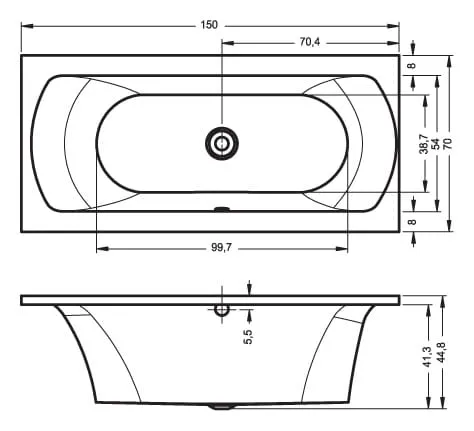 Wanna prostokątna 150x70cm do zabudowy Riho Lima B049001005 biały połysk
