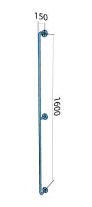 Uchwyt łazienkowy dla osób niepełnosprawnych 160 cm pionowy, stal nierdzewna połysk PSP 430 rys. tech.