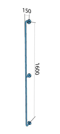 Uchwyt łazienkowy dla osób niepełnosprawnych 160 cm pionowy, stal nierdzewna połysk PSP 430 rys. tech.