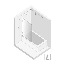 Parawan uniwersalny (lewo- lub prawostronny), montowany przyściennie, uchylny w obie strony; szerokość 50–100 cm, wysokość 150 cm.