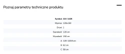 Parawan uniwersalny (lewo- lub prawostronny), uchylny, z dodatkową ścianką boczną; szerokość 100–140 cm, wysokość 150 cm.