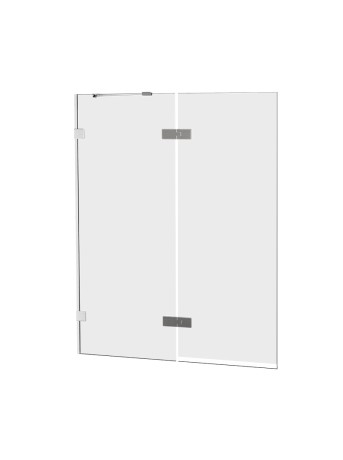 Przejdź do produktu Parawan uniwersalny (lewo- lub prawostronny), uchylny, z dodatkową ścianką boczną; szerokość 100–140 cm, wysokość 150 cm.