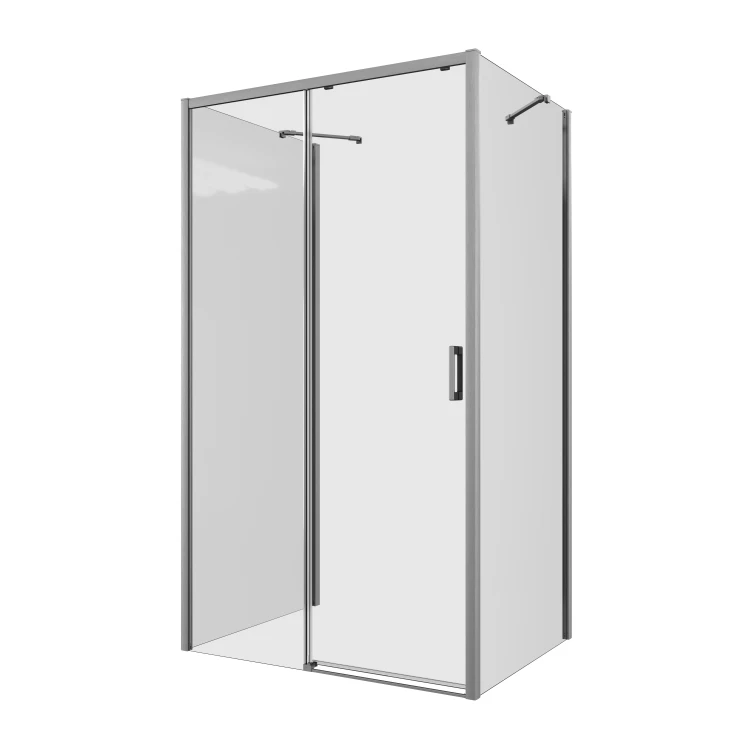 Kabina przyścienna, wejście od frontu, montaż lewo- lub prawostronny; szerokość 100–160 cm, głębokość do 100 cm, wysokość 200 cm.