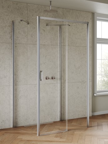 Przejdź do produktu Kabina przyścienna, wejście od frontu, montaż lewo- lub prawostronny; szerokość 100–160 cm, głębokość do 100 cm, wysokość 200 cm.