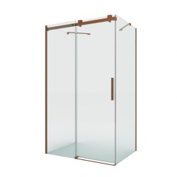 Kabina przyścienna o uniwersalnym montażu (dowolna strona); szerokość 100–140 cm, głębokość do 100 cm, wysokość 200 cm.