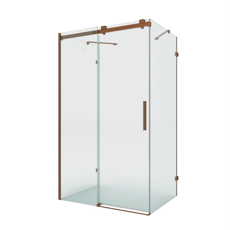 Kabina przyścienna, montaż po prawej lub lewej stronie; szerokość 100–140 cm, głębokość do 100 cm, wysokość 200 cm.