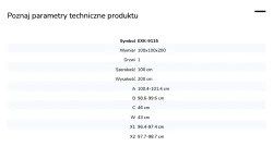 Kabina przyścienna, montaż po prawej lub lewej stronie; szerokość 100–140 cm, głębokość do 100 cm, wysokość 200 cm.