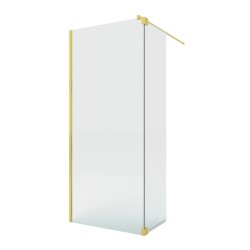 Kabina walk-in o uniwersalnym montażu (dowolna strona), z dodatkowym skrzydłem wahadłowym; szerokość 70–140 cm, wysokość 200 cm.