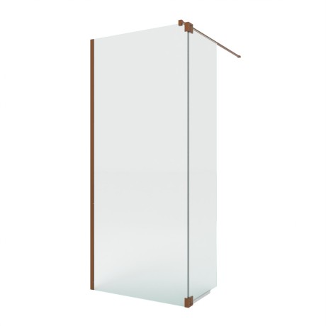 Przejdź do produktu Kabina walk-in o uniwersalnym montażu (dowolna strona), z dodatkowym skrzydłem wahadłowym; szerokość 70–140 cm, wysokość 200 cm.