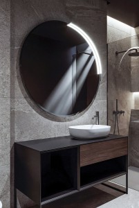 BORD lustro ze MOON LED oświetlenie, ze ściętą krawędzią okrągłe, średnica 60cm, CU free