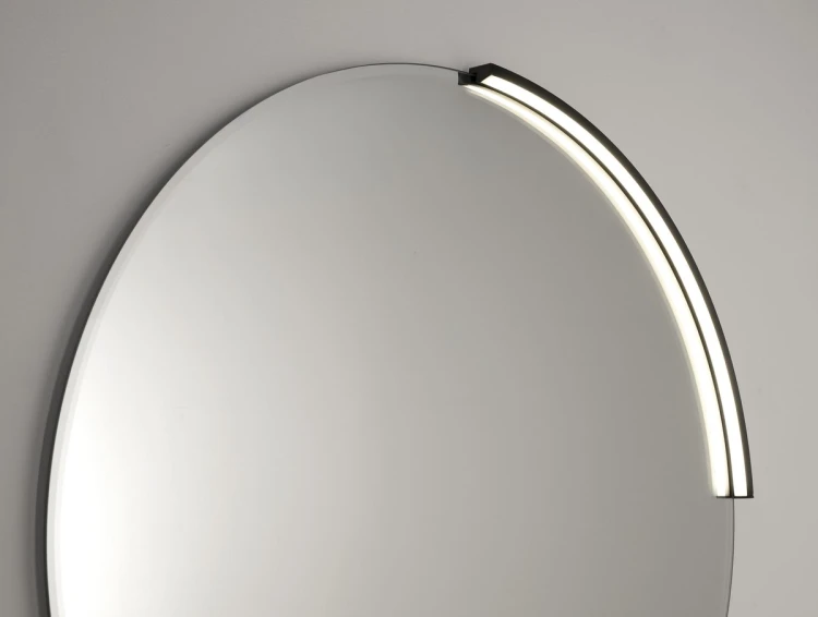 BORD lustro ze MOON LED oświetlenie, ze ściętą krawędzią okrągłe, średnica 60cm, CU free, czarny mat