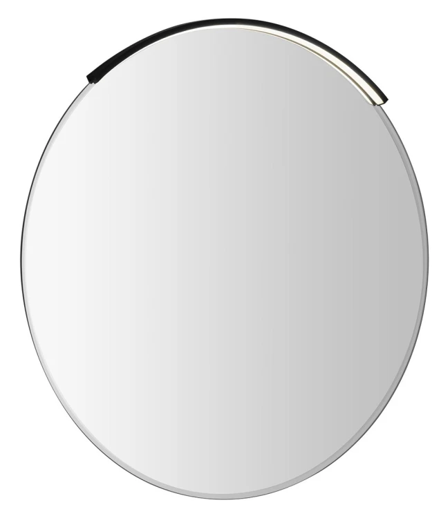 BORD lustro ze MOON LED oświetlenie, ze ściętą krawędzią okrągłe, średnica 70cm, CU free, czarny mat