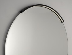 BORD lustro ze MOON LED oświetlenie, ze ściętą krawędzią okrągłe, średnica 80cm, CU free, czarny mat