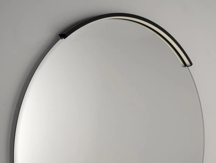 BORD lustro ze MOON LED oświetlenie, ze ściętą krawędzią okrągłe, średnica 80cm, CU free, czarny mat