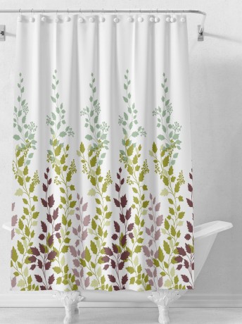 Przejdź do produktu Zasłonka prysznicowa 180x180cm, PEVA, biały, kolorowe liście