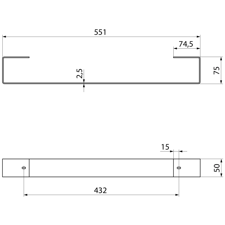 VERTIGO wieszak na ręcznik 546mm, stal nierdzewna mat