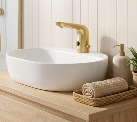 Przejdź do produktu Bateria umywalkowa bezdotykowa na fotokomórkę z czujnikiem ruchu Freak Bathroom Sense Złoty szczotkowany