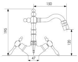  Bateria bidetowa retro Giulini Praga 7558 bronzo rys.tech.