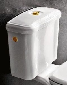 Kerasan Waldorf miska stojąca WC z mechanizmem spłukującym złoto 411701+418101+750991