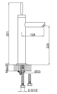 Bateria umywalkowa Kohlman Maxima QB170M chrom rys. tech.