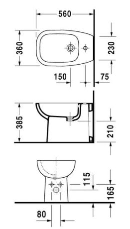Przejdź do produktu Bidet stojący 36x56 cm D-Code Duravit 224110