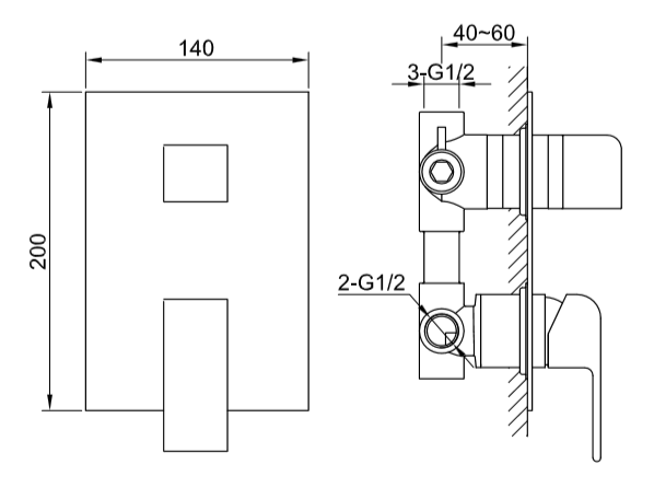 Bateria prysznicowa podtynkowa 3-drożna Kohlman Saxo QW211S chrom