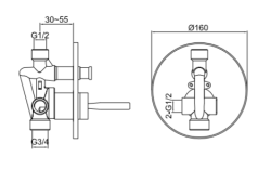 Bateria podtynkowa Kohlmana Maxima QW210M chrom rys. tech.