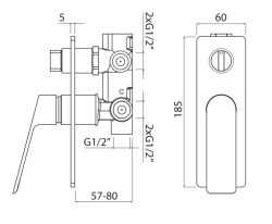 Bateria prysznicowa podtynkowa Vedo Desso VBD4017 chrom
