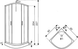 Kabina prysznicowa półokrągła narożna 80x80 cm Kerra Faro 80 z hydromasażem rys.tech.