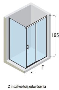 Novellini Kali Kabina prysznicowa 130x75 cm, drzwi przesuwne KALIPH126-1B + ścianka stała KALIFH73-1B rysunek techniczny