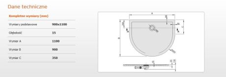 Przejdź do produktu Sanplast BPP-M/SPACE Brodzik półokrągły przyścienny 90x110 cm 645-290-0450-01-000