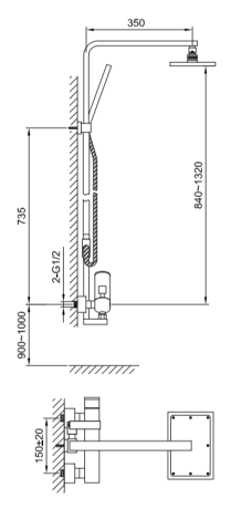Przejdź do produktu Zestaw prysznicowy z deszczownicą 20x15 cm Kohlman Foxal QW276F chrom
