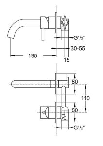 Bateria umywalkowa 2-otworowa podtynkowa Steinberg seria 100 chrom 1001816 
