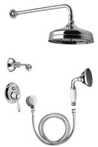 Zestaw natryskowy podtynkowy Retro z deszczownicą 20 cm, słuchawką prysznicową i baterią podtynkową Giulini Praga 95ZES20 chrom