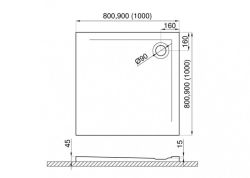Brodzik kwadratowy płaski 90x90 cm GEOS Polimat 00433