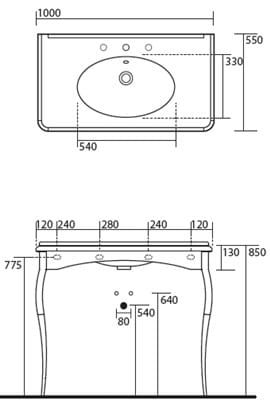 Przejdź do produktu Kerasan Retro umywalka z nogami 100x55 cm Kerasan Retro 1049K0