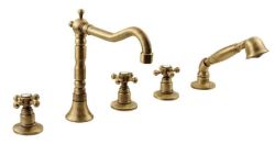 Bateria wannowa 5-elementowa Retro ze słuchawką prysznicową Reitano Antea 3886 bronzo