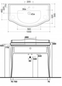 Kerasan Retro szafka podumywalkowa 100x54,5 cm czarny/złoto 7363K4