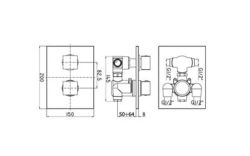 bateria termostatyczna dwu drożna Leq 514 rysunek techniczny