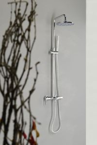 Zestaw prysznicowy z okrągłą deszczownicą 20 cm, baterią i słuchawką prysznicową kompletny Sapho 990ESD+CE10S chrom