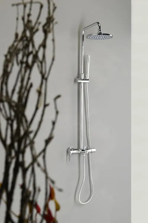 Zestaw prysznicowy z okrągłą deszczownicą 20 cm, baterią i słuchawką prysznicową kompletny Sapho 990ESD+CE10S chrom